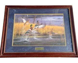 1145 - High Jumpers by Hayden Lambson #2186/5500 (Description): Hayden Johnson limited edition print, numbered 2186/5500. The print is professionally matted and framed. Measures 26 inches by 34 inches.
