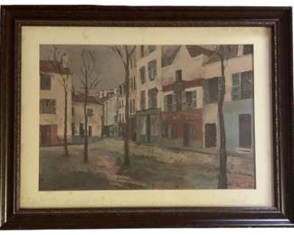 461 - La Place du Tertre by Maurice Utrillo (Description): Signed & Framed Print 18 x 13.5
