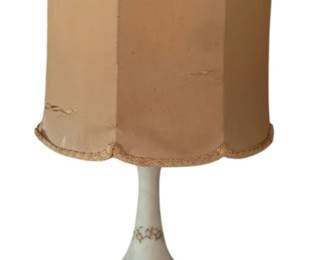 722 - Antique Lamp w/ Shade 36" (Description): Antique lamp with shade. The shade has some damage. Measures 36 inches tall.