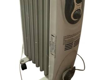 740 - Pelonis Radiator Heater 25"x14"x10" (Description): Pelonis radiator heater featuring portable design with rolling casters for easy movement. Unit includes adjustable controls for temperature regulation. Measures 25 inches tall by 14 inches wide by 10 inches deep. Used as-is electric/electronic/mechanical item. No guarantee all components present, untested if not otherwise stated.