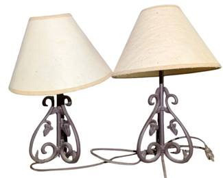 1109 - Pair Lamps (AS-IS) 16" (Description): Pair of lamps sold as-is. Each lamp measures 16 inches in height. Used as-is electric/electronic/mechanical item. No guarantee all components present, untested if not otherwise stated.
