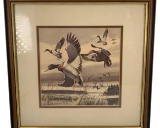408 - Signed and Framed Duck Print - 15.5 x 15.5