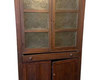 88 - Antique Punched Tin Pie Safe (one piece) (Description): 71 x 40 x 16