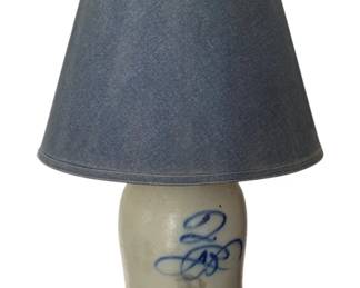 35 - Jug Lamp - 28" tall (Description): Used as is electric/electronic/mechanical item. No guarantee all components, untested.