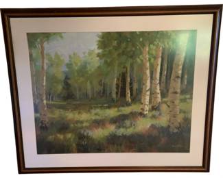 768 - Signed Picture Framed 30"x36" (Description): A signed picture in a wooden frame. The artwork is matted and framed, measuring 30 inches by 36 inches overall.