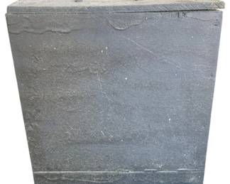 1003 - Black Lift Top Box (Description): Black lift top box. This box is missing its bottom. Measures 17 inches by 16.5 inches by 12.5 inches.