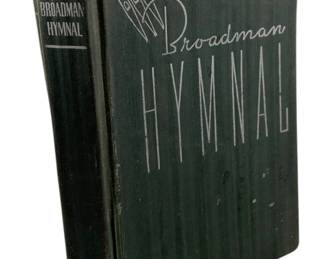 850 - 1940 The Broadman Hymnal (Description): The Broadman Hymnal, copyright 1940. This hardcover hymnal features a dark cloth binding with silver lettering on the front cover and spine. A classic collection of hymns published for church worship services.