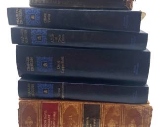 342 - Group Lot of Books w/ Charles Dickens (Description): A group lot of books featuring works by Charles Dickens. The collection includes multiple volumes in varying bindings and conditions, representing a diverse assortment of classic literature.