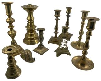 411 - Brass Candlesticks - 8" Tall