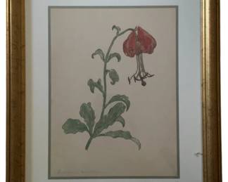 493 - Carolina Lily by William Crutchfield Print w/seal (Description): 15 x 12.5