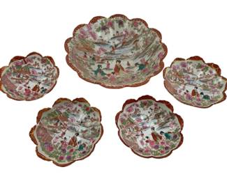 215 - 5pcs Japanese Kutani China (Description): Large - 3 x 10 small - 1.50 x 6