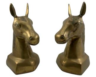 94 - Brass Horse Head Bookends - 9 x 4 x 6