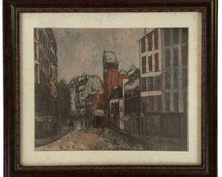 460 - Rue des Abbesses by Maurice Utrillo (Description): Framed Print 18 x 13.52