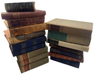 341 - Group Lot of Books (Description): A group lot of books featuring various titles and bindings. The collection includes vintage and antique volumes in assorted sizes and conditions, offering a diverse selection for collectors and readers alike.