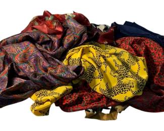 2041 - Group Lot of Scarves (Description): A group lot of scarves featuring various patterns and colors.