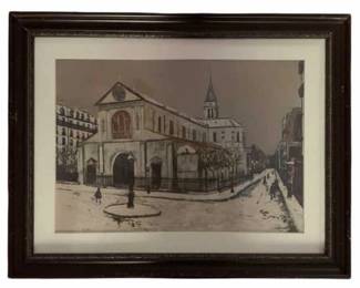 454 - Notre-Dame de Clignancourt by Maurice Utrillo (Description): 18 x 13.5