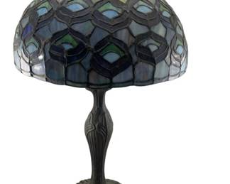 618 - Stained Glass Lamp - 22" Tall (Description): Used as is electric/electronic/mechanical item. No guarantee all components, untested.