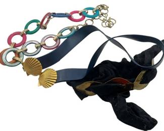 811 - Group of 3 Vintage Belts (Description): Group of three vintage belts. The collection includes varied styles and designs suitable for different fashion aesthetics.