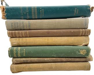 859 - Group Lot of 7 Antique School Books & More (Description): A group lot of seven antique school books and related volumes. The collection includes various educational texts showing age-appropriate wear consistent with their antique status.