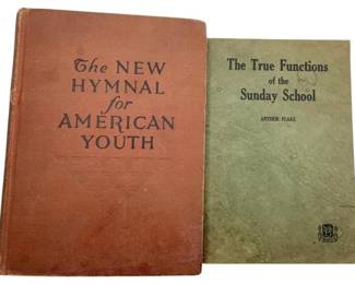 851 - 1930 2 Youth Religion Books (Description): Two youth religion books with 1930 copyright. The collection includes religious educational materials designed for young readers, featuring titles related to hymns and Sunday school instruction.