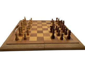314 - Vintage Chess Set 16"x16" (Description): Checkered Board w/Pieces / Chess Set. Measurements: 16"x16".