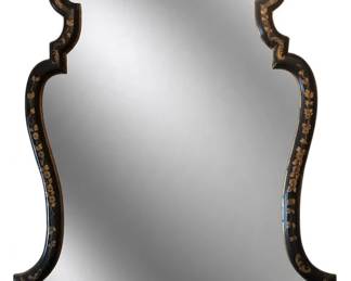 298 - Oriental Wall Mirror 48"x34" (Description): Oriental mirror featuring a shaped frame with decorative accents. Measures 48 inches high by 34 inches wide.