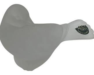 268 - Lenox Bird 2.75"x4.5" (Description): Lenox bird figurine made in Germany. This frosted glass decorative bird features elegant smooth lines and retains its original Lenox label. Measures 2 3/4" x 4.5".
