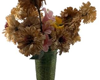 361 - Green Vase w/ Flowers 19"