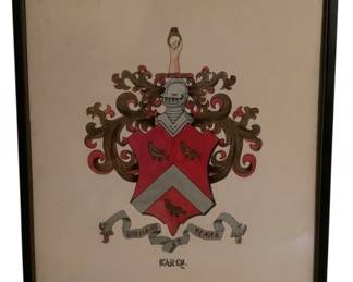 374 - Framed Painted Crest - 15 x 13