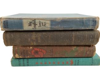 849 - Group of 4 Antique Literature School Books (Description): A group of four antique literature school books. These vintage educational texts show age-appropriate wear consistent with their age and use. The collection represents a selection of classic schoolroom reading materials from an earlier era.