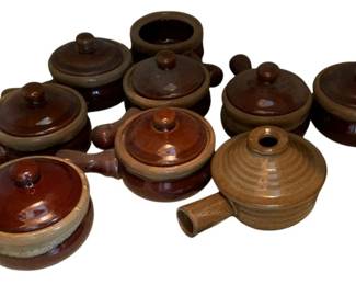 153 - Assorted Brown Drip-Glaze Stoneware Bowls