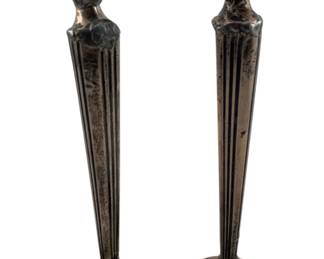 276 - Pair Sterling Silver Candlesticks (AS-IS) 10" (Description): Sterling Silver Candlesticks (AS-IS). Measurements: 10".