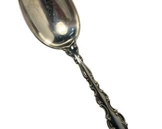 2030 - Gorham Strasbourg Serving Spoon 84.5g (Description): Gorham sterling silver spoon featuring an ornate handle design. Measures 8 1/2 inches