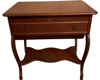 221 - Vintage Sewing Stand w/ barrel drawer on side (Description): 30 x 28 x 17