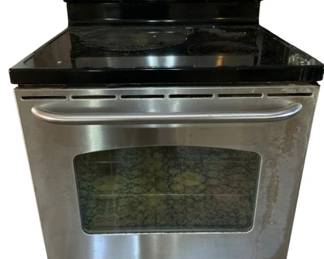 136 - GE Freestanding Electric Range w/ Glass Cooktop (Description): 48 x 30 x 28 Used as is electric/electronic/mechanical item. No guarantee all components, untested.