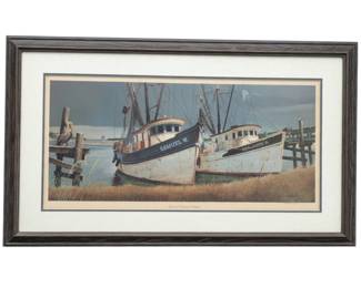 31 - Framed Artwork, signed - 24 x 42 (Description): "Port and Starboard Watch"