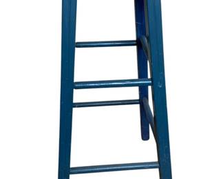 102 - Blue Painted Primitive Wooden Stool - 29 x 16 x 14