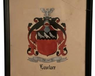 373 - Framed Painted Crest - 14 x 12