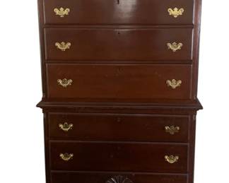653 - Tall Mahogany 2-piece Chest of Drawers (Description): 67 x 38.5 x 21