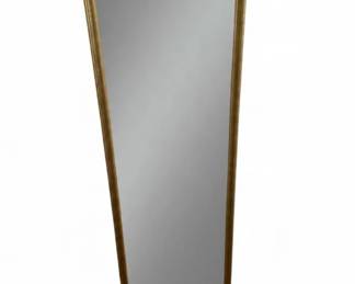 715 - Gold Framed Floor Mirror 50"x13" (Description): Gold framed floor mirror measuring 50 inches tall by 13 inches wide. This elegant mirror features a classic gold-toned frame, perfect for use as a full-length dressing mirror or decorative accent piece.