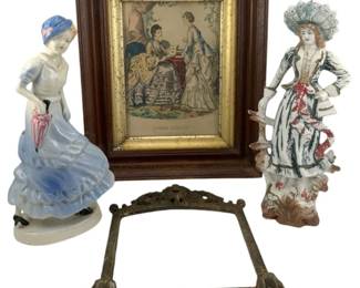 804 - Group Lot of Decor (Description): A group lot of decorative items including assorted figurines and framed artwork.