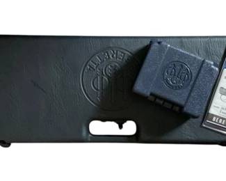685 - 2 Beretta Storage Boxes (Description): Two Beretta storage boxes. The lot includes a larger rectangular hard case with the Beretta logo embossed on the lid and a smaller accessory case, both in black.