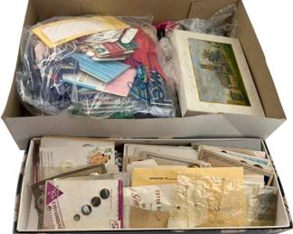 809 - Group Lot of Buttons & More (Description): A group lot containing buttons and additional assorted items. The collection includes various buttons on original cards along with miscellaneous sewing notions and related ephemera.