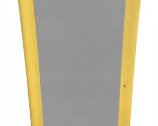 670 - Wooden Mirror 47"x23" (Description): A wooden mirror with a painted yellow frame. Measures 47 inches by 23 inches.