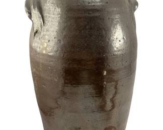 491 - Covered Stoneware Jar - 14 x 8 x 7