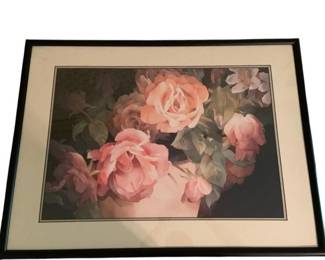 759 - Framed Flower Picture 32"x23" (Description): A framed flower picture featuring a floral composition. The piece is presented in a frame and measures 32 inches by 23 inches.