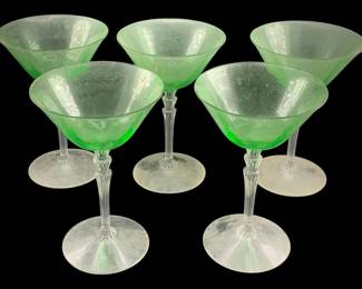 505 - 5 Uranium Glass Stems - 6.25" Tall