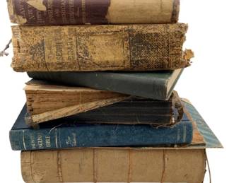 847 - Group Lot of Antique Books (Description): A group lot of antique books. The collection shows significant age and wear consistent with their antique status. Various bindings and cover styles are represented in this assortment.