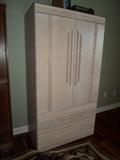 oak armoire w/matching king bookcase headboard