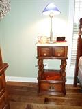 reproduction nightstand, love the lamp